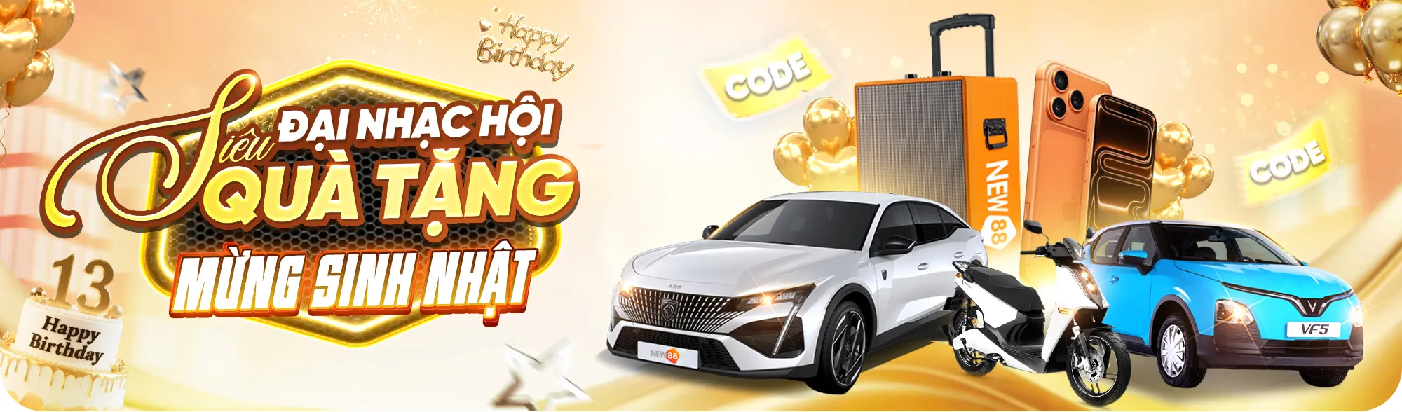 Thể lệ tham gia khuyến mãi New88 – Quay số trúng xế sang